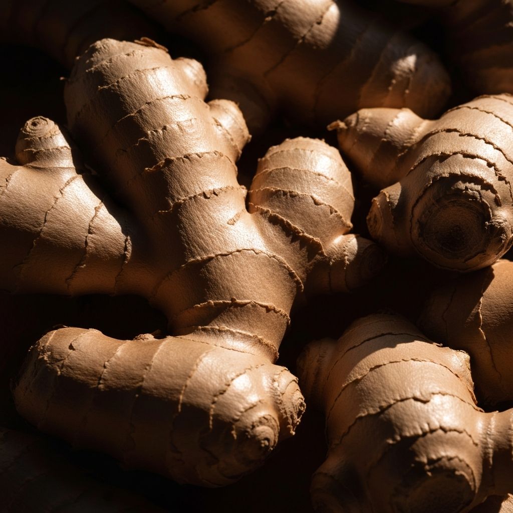 Fresh ginger rhizomes with natural texture